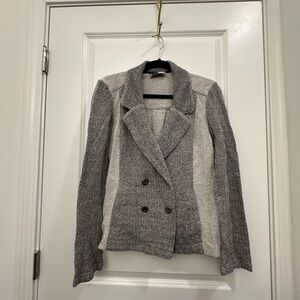 Anthropologie Two-Tone Blazer in Gray and Cream